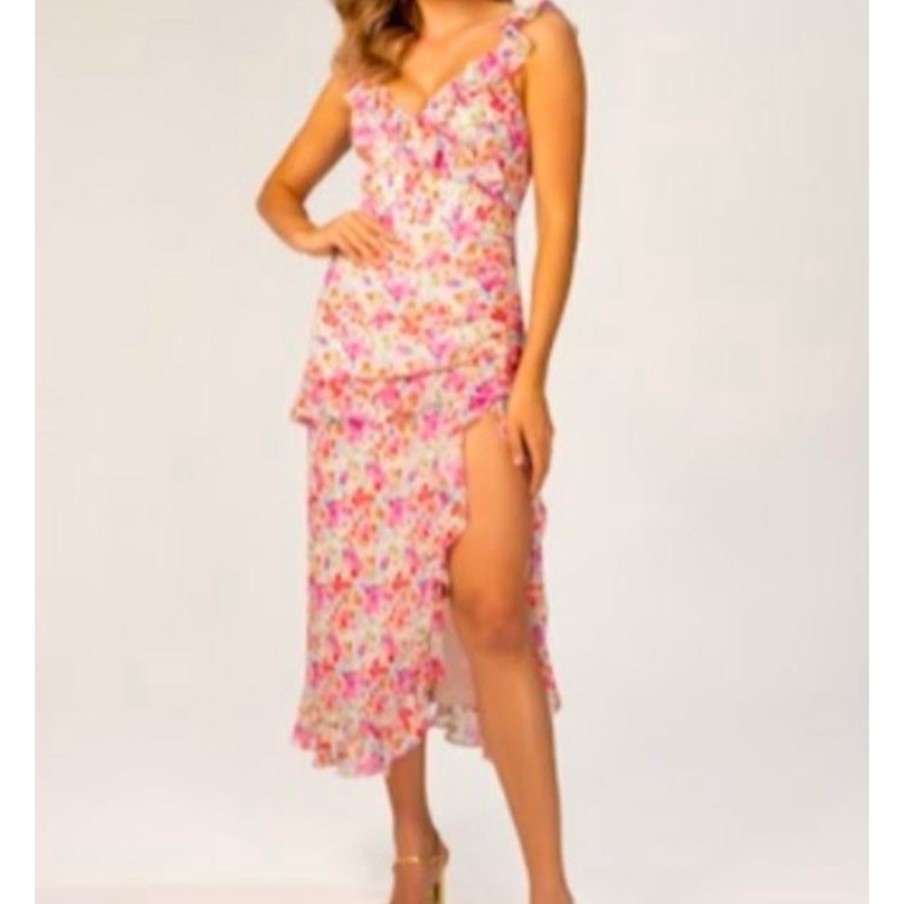 Floral midi dress with slit